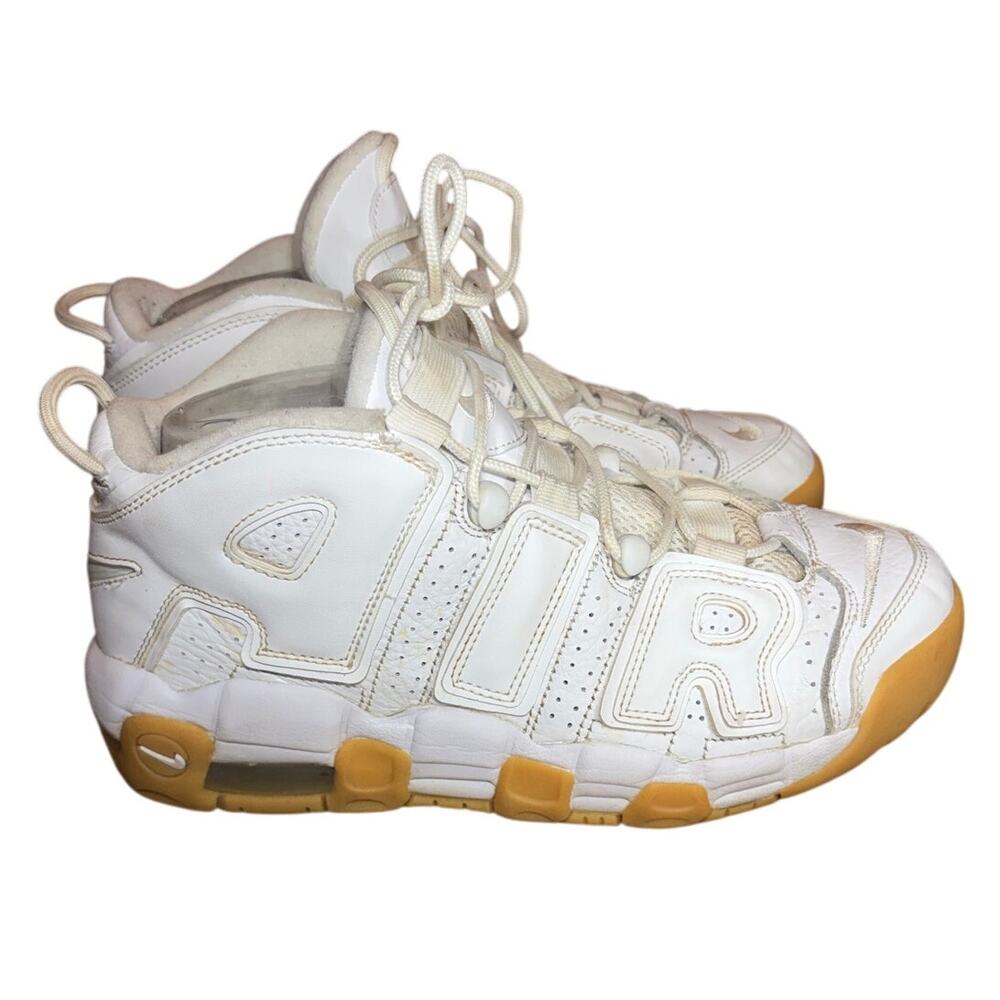 Nike Air More Uptempo‎ White Gum Bottom GS Basketball Shoes 415082-101 Size 7Y